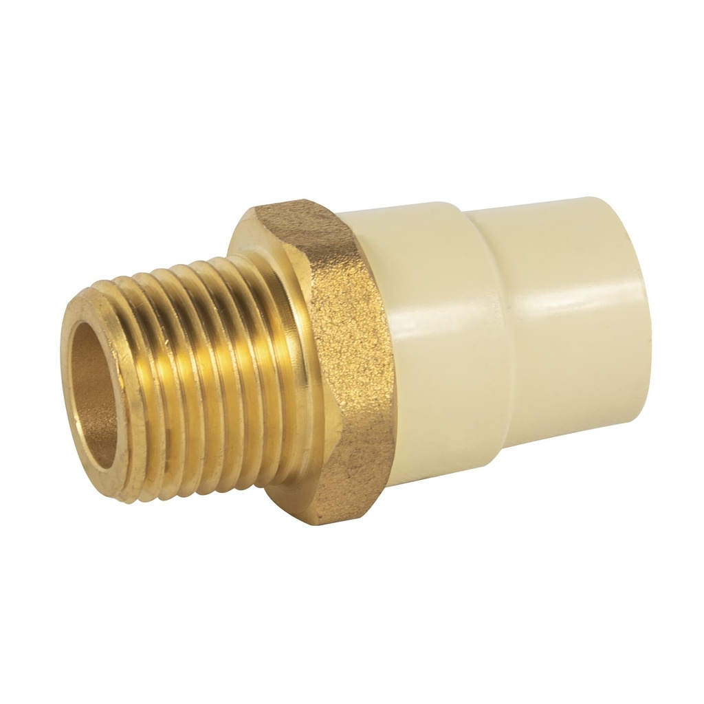 [CPVC-651] Adaptador macho de CPVC 1/2" con inserto de latón, FOSET