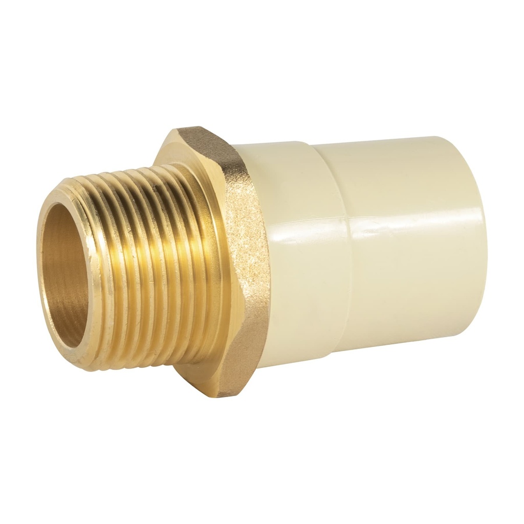 [CPVC-653] Adaptador macho de CPVC 1' con inserto de latón, FOSET