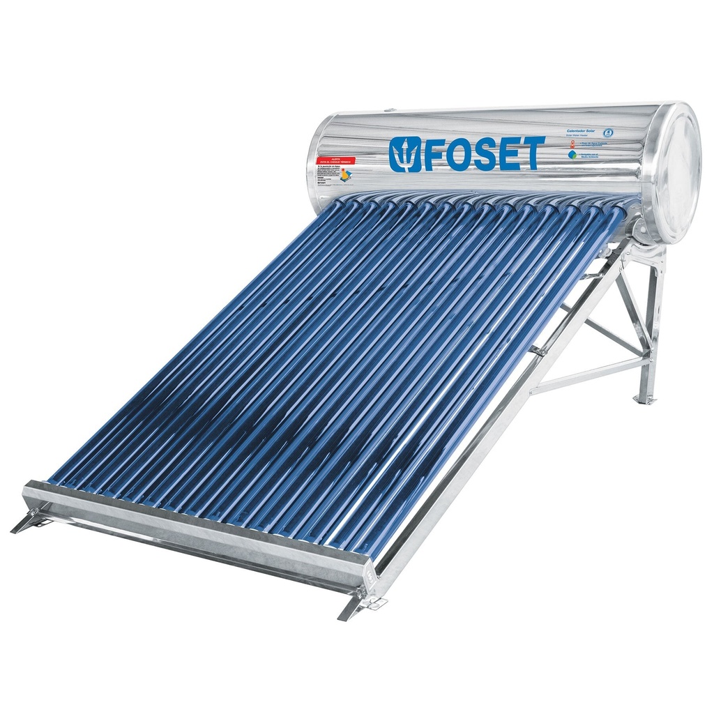 Calentador solar de agua, 15 tubos, 195L, 5 personas, Foset