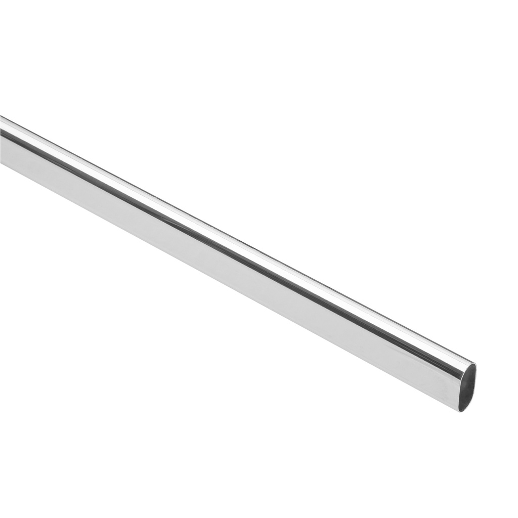 [TO-524] Tubo ovalado para clóset, 2.4 m, acero cromado, Hermex