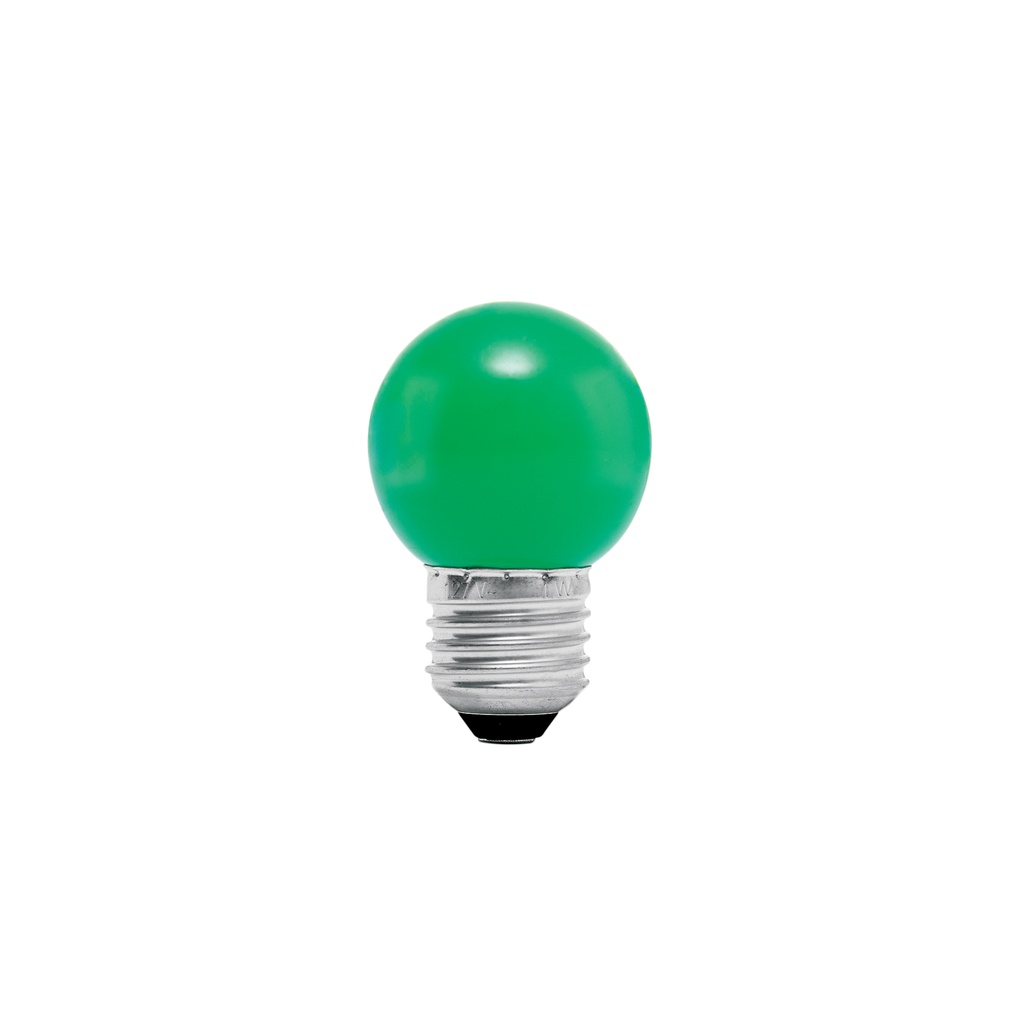 [LED-1VE] Lámpara LED tipo bulbo G45 1 W color verde, caja, Volteck