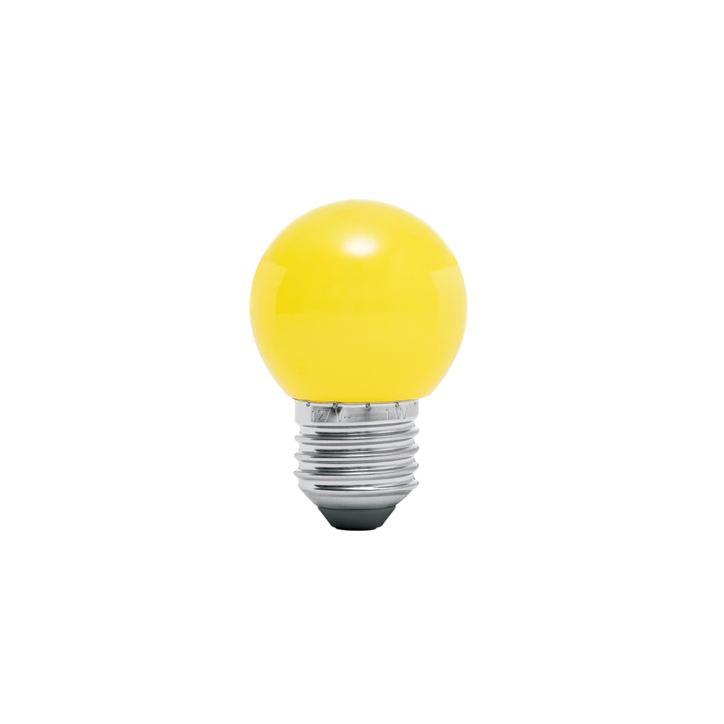[LED-1AM] Lámpara LED tipo bulbo G45 1 W color amarillo, caja, Volteck