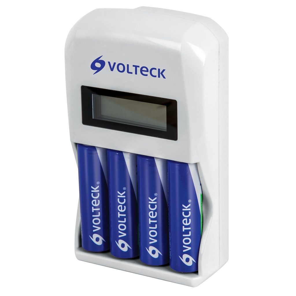 [CA-RE-10] Cargador de pilas, AA, AAA, incluye 4 pilas AA, VOLTECK
