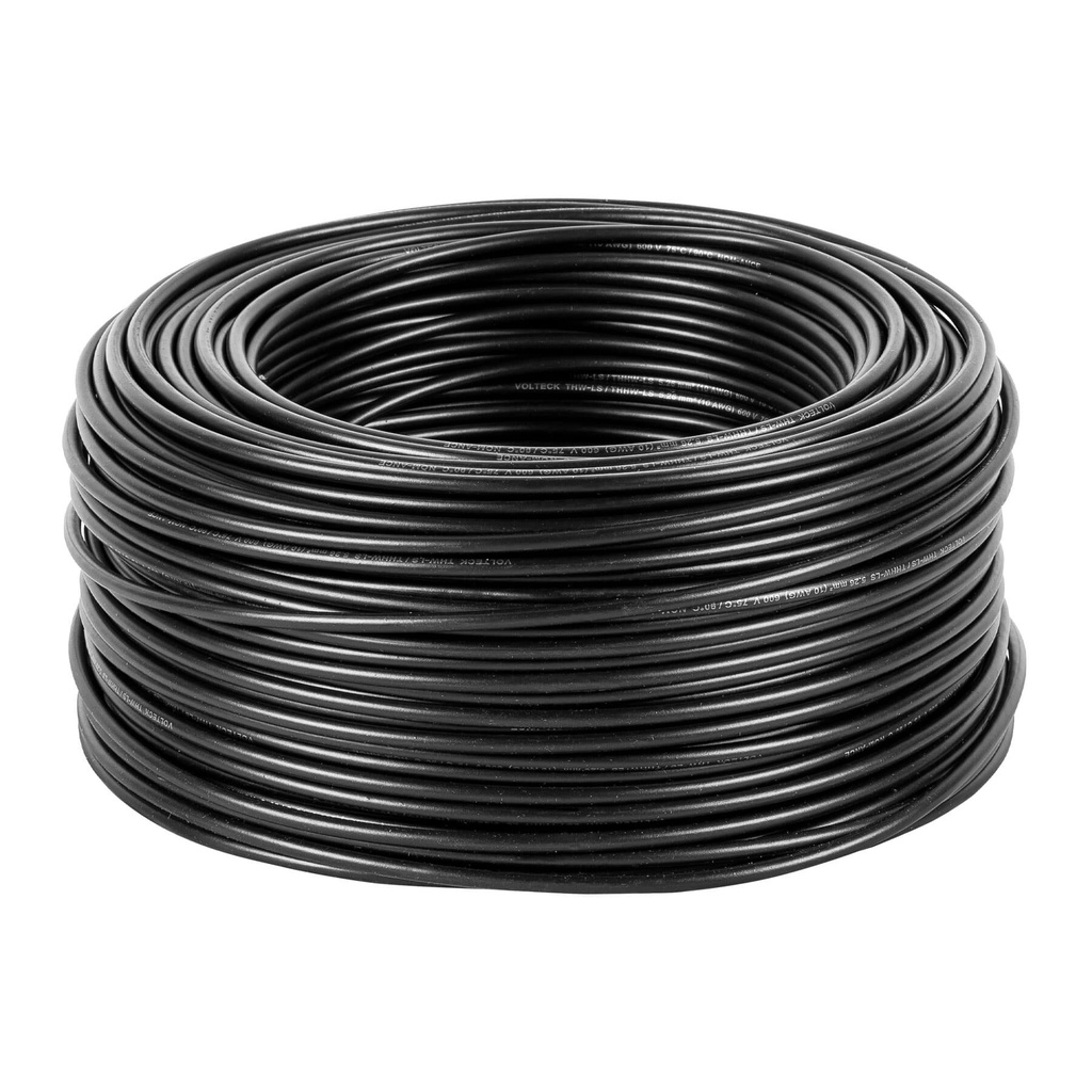 [CAB-10N] Rollo de 100 m de cable THHW-LS 10 AWG negro, Volteck