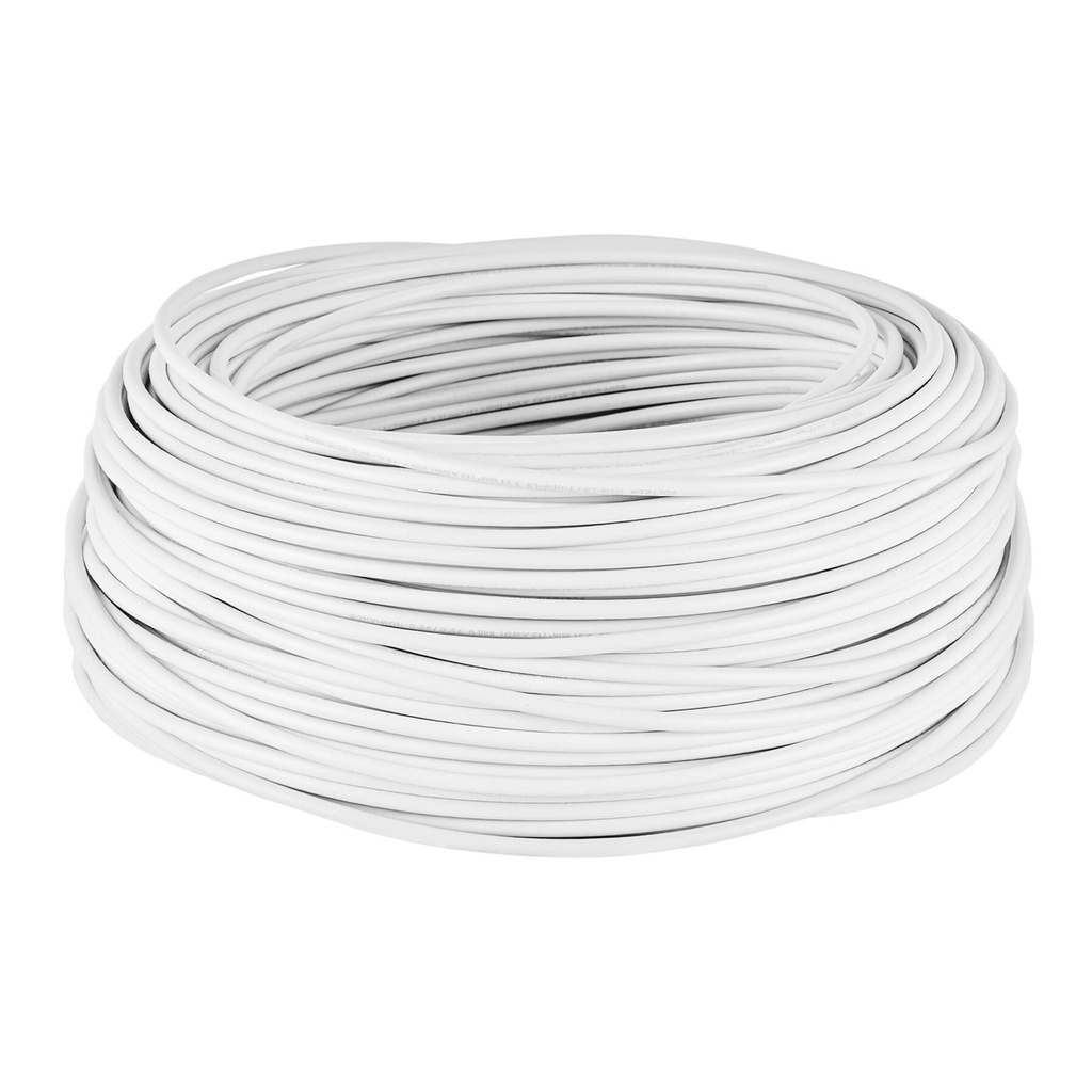 [CAB-12B] Rollo de 100 m de cable THHW-LS 12 AWG blanco, VOLTECK