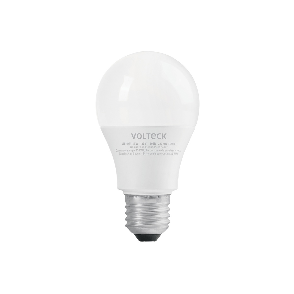 [LED-100F] Foco LED 14W (100W) A19, 6500K blanca fría, 1500 lm, caja