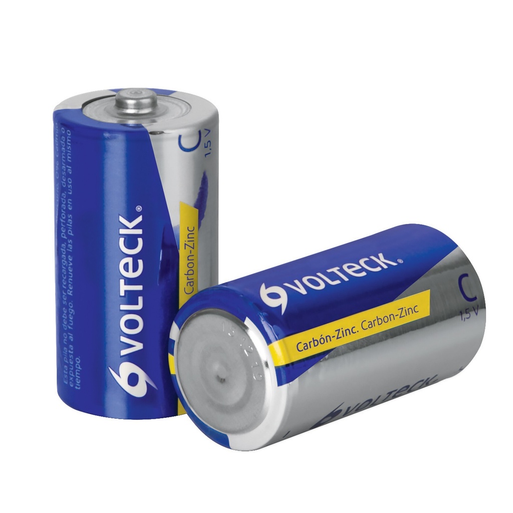 Blíster con 2 pilas zinc-carbón C, VOLTECK