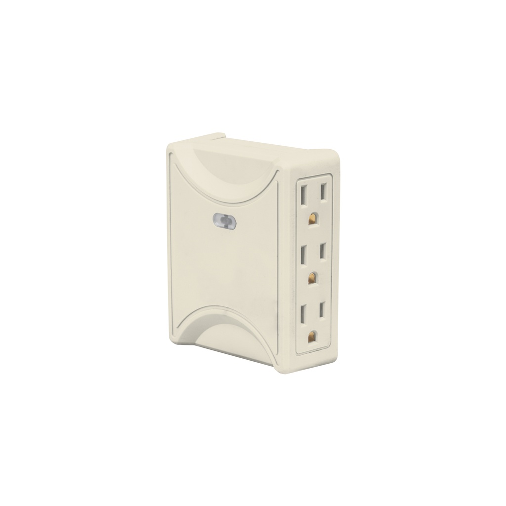 [MUL-630] Multicontacto 6 entradas, aterrizado, lateral, VOLTECK