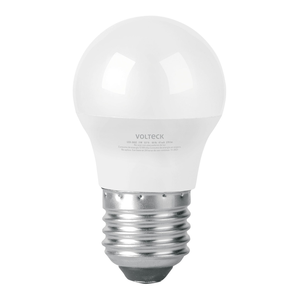 [LED-30GC] Lámpara LED G45 3 W (equiv. 25 W) luz cálida blíster Volteck