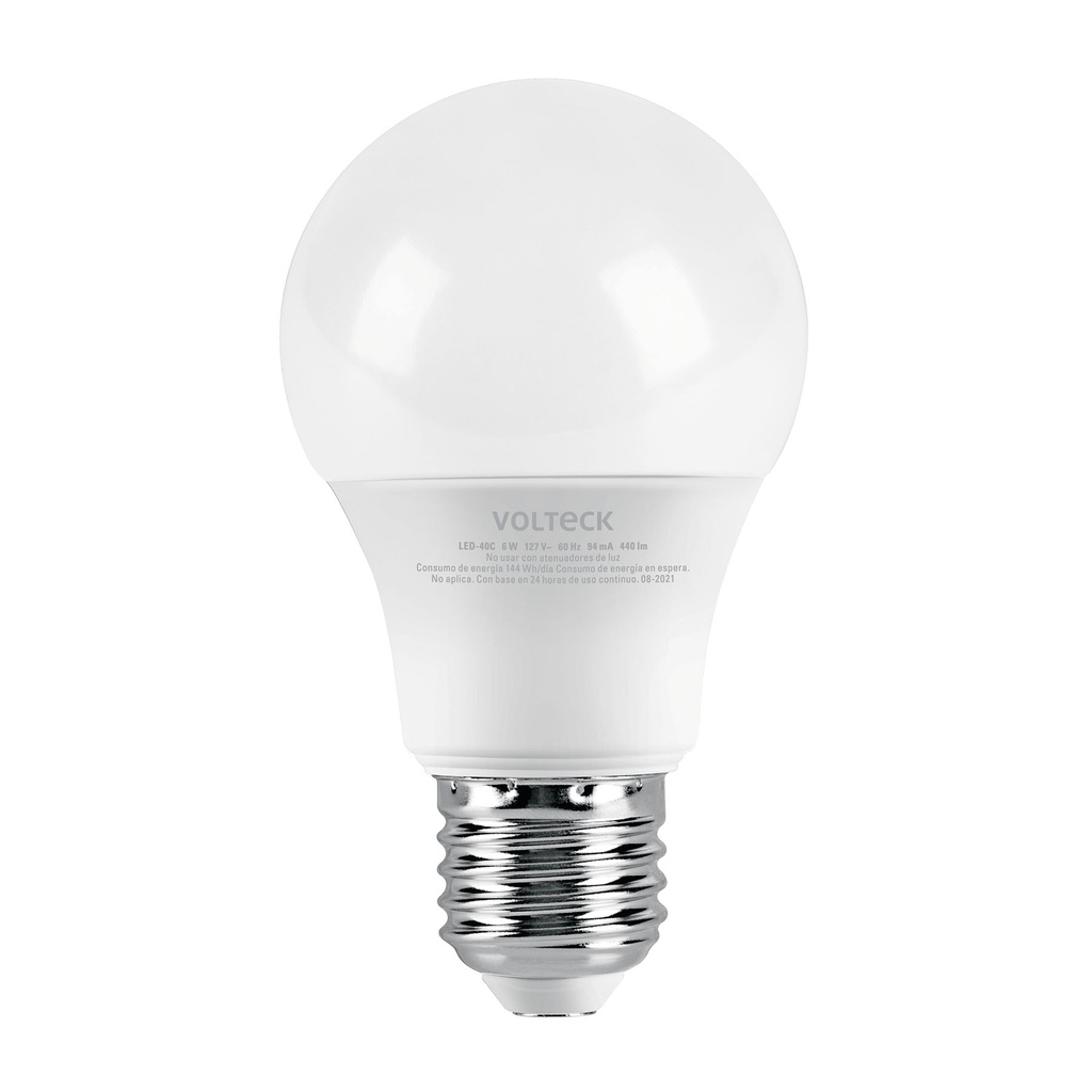 [LED-40C] Lámpara LED A19 6 W (equiv. 40 W) luz cálida blíster Volteck