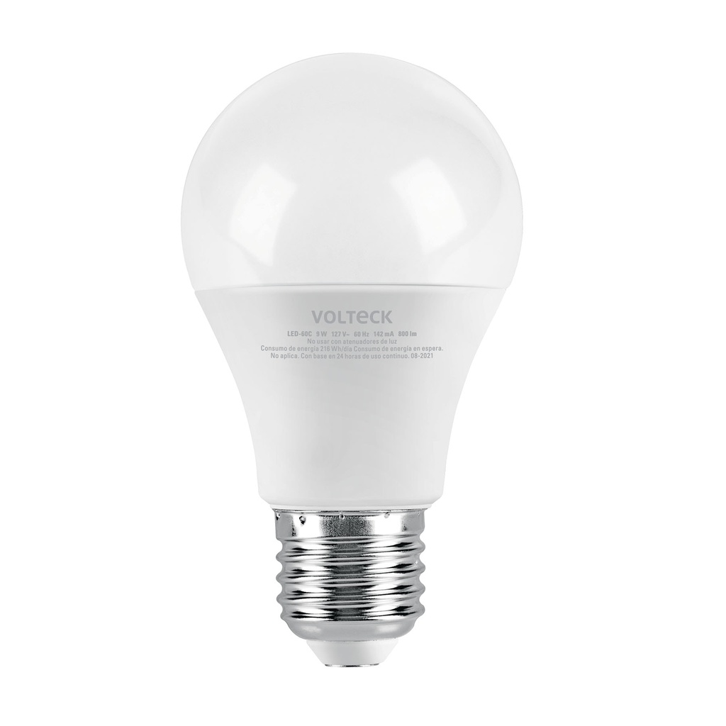 [LED-60C] Foco LED 9W (60W) A19, 3000K blanca cálida, 800 lm, blíster