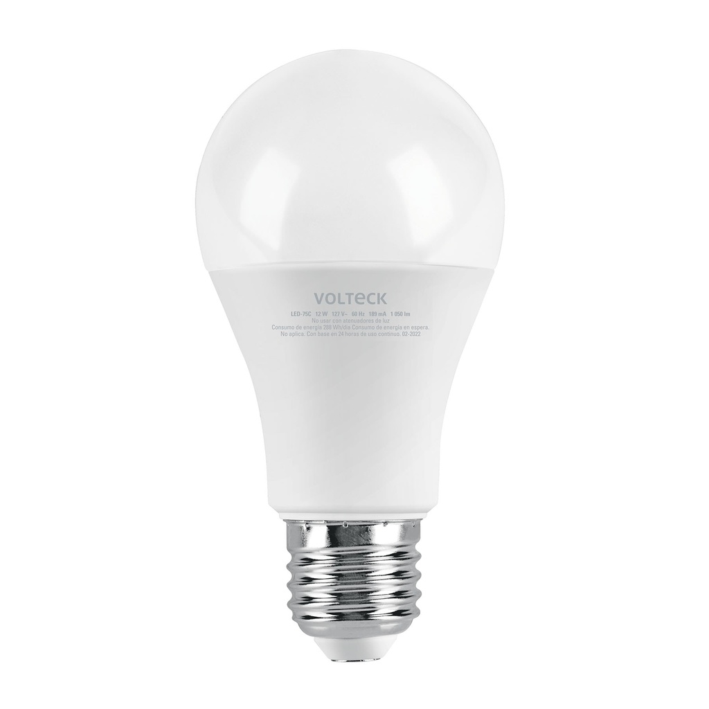 [LED-75C] Lámpara LED A19 12 W (equiv. 75W) luz cálida blíster Volteck