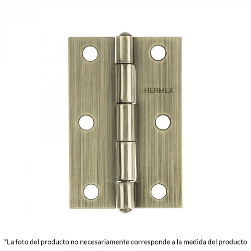 Bisagra rectangular 3-1/2' latón antiguo, HERMEX