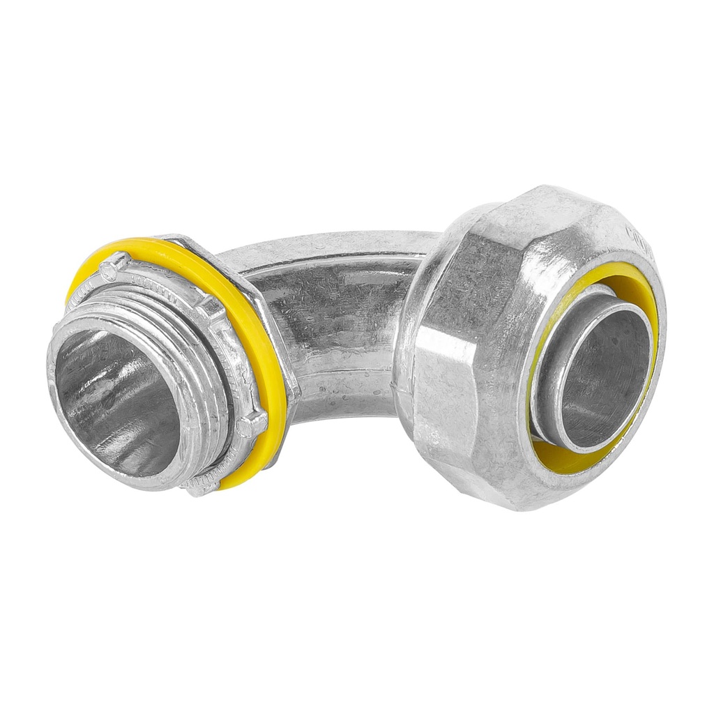 [CLQ-3/4C] Conector curvo de 3/4" para tubo liquid tight, Volteck
