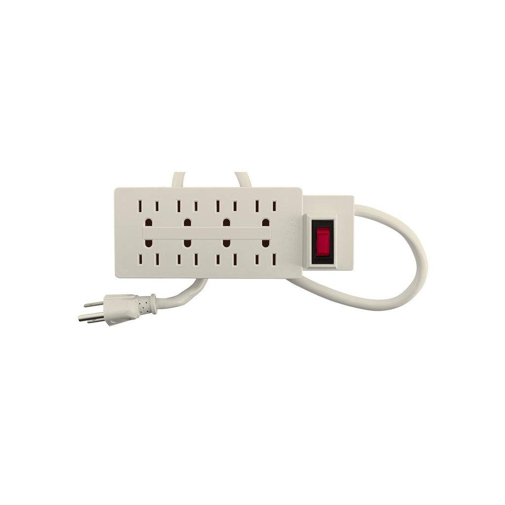 Multicontacto 14 AWG uso rudo con 8 entradas, Volteck