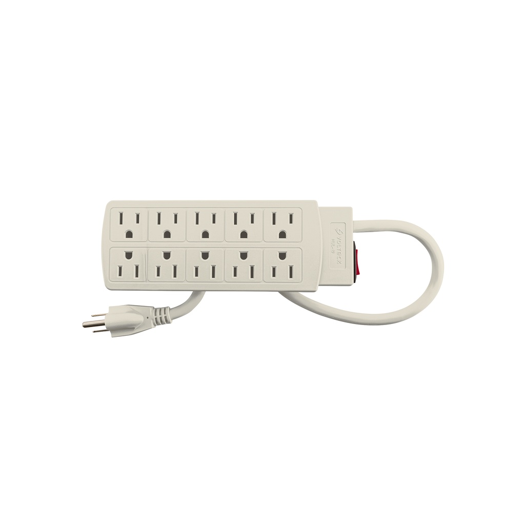 [MUL-10] Multicontacto 14 AWG uso rudo con 10 entradas, Volteck