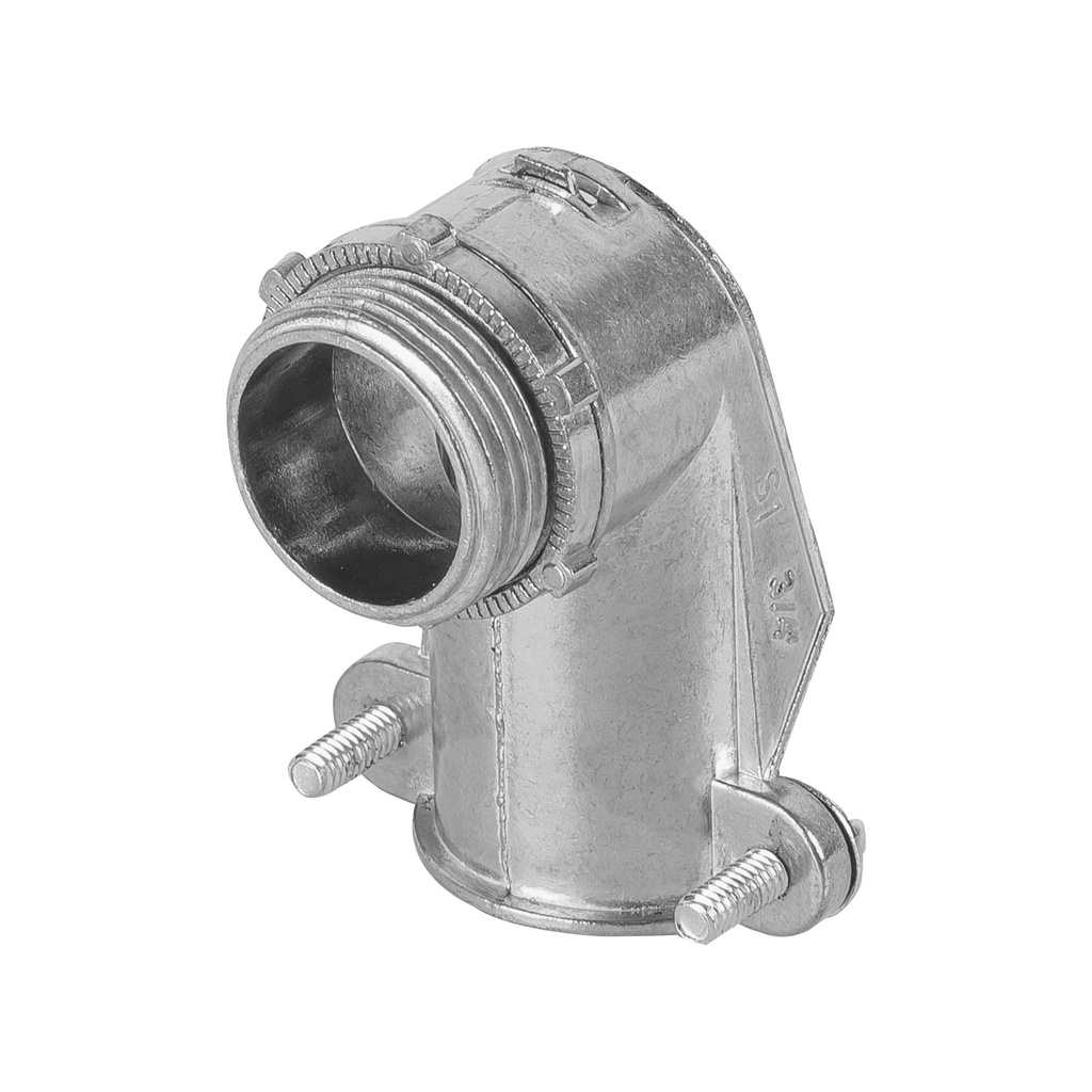 Conector curvo 3/4" para tubo flexible metálico, Volteck