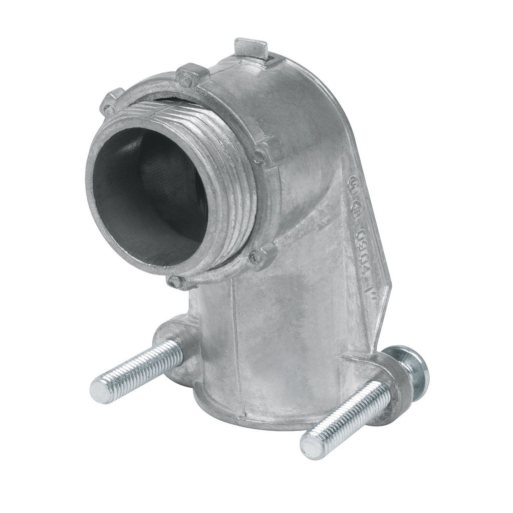 Conector curvo 1" para tubo flexible metálico, Volteck