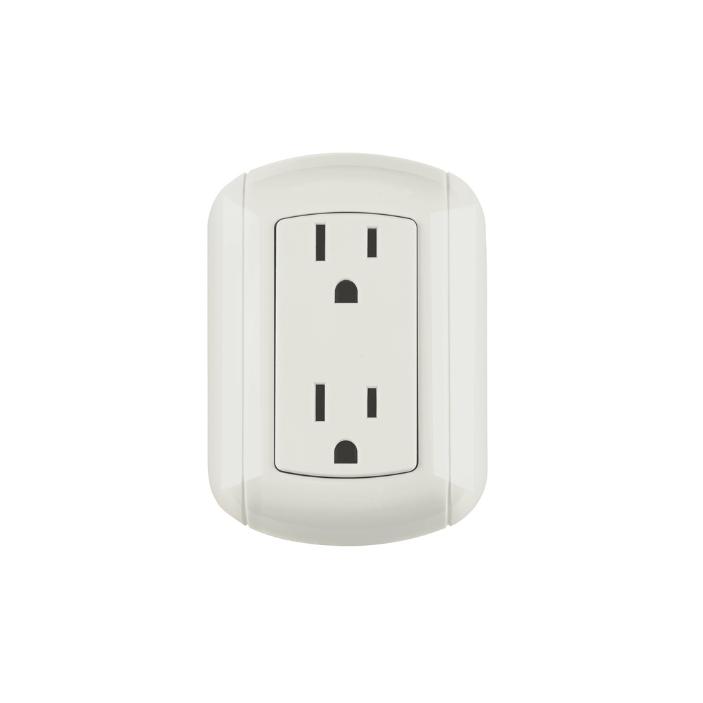 Contacto de sobreponer dúplex 2 polos+ tierra, ABS, Volteck