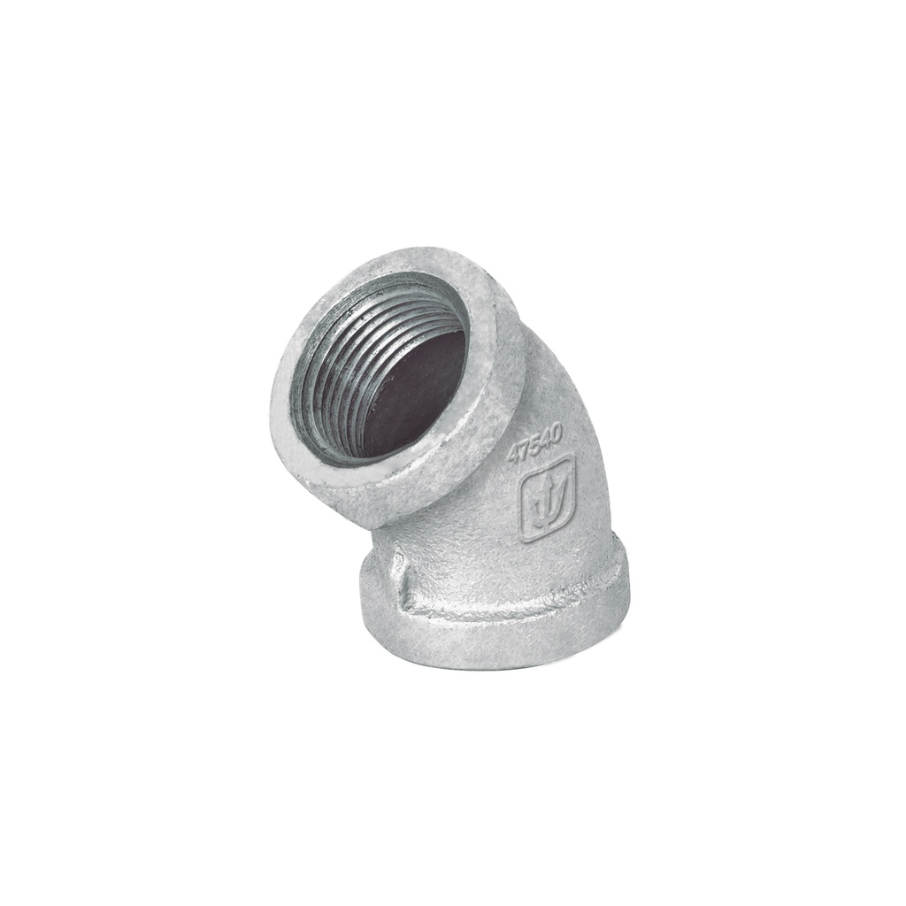Codo 45° acero galvanizado de 3/4", Foset