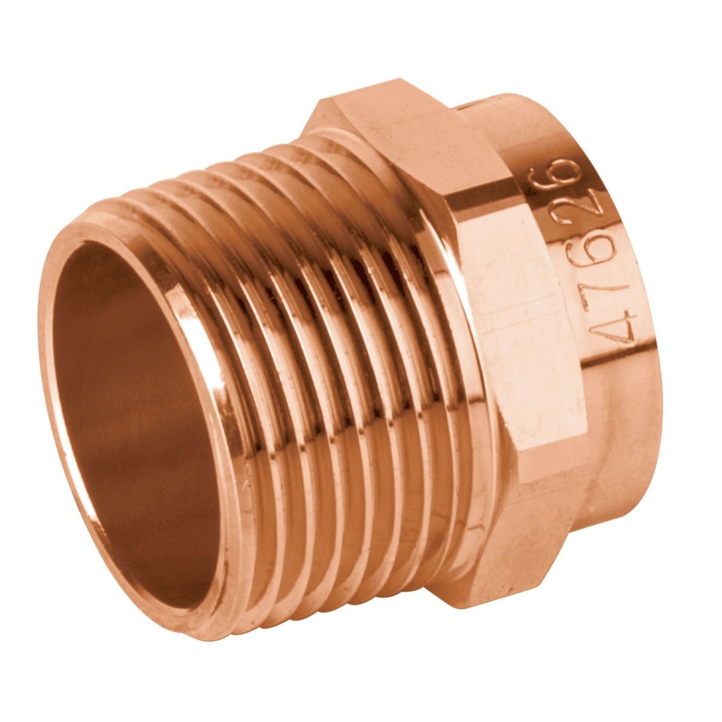 [CC-611B] Conector de cobre de rosca exterior 1/2", Foset Basic