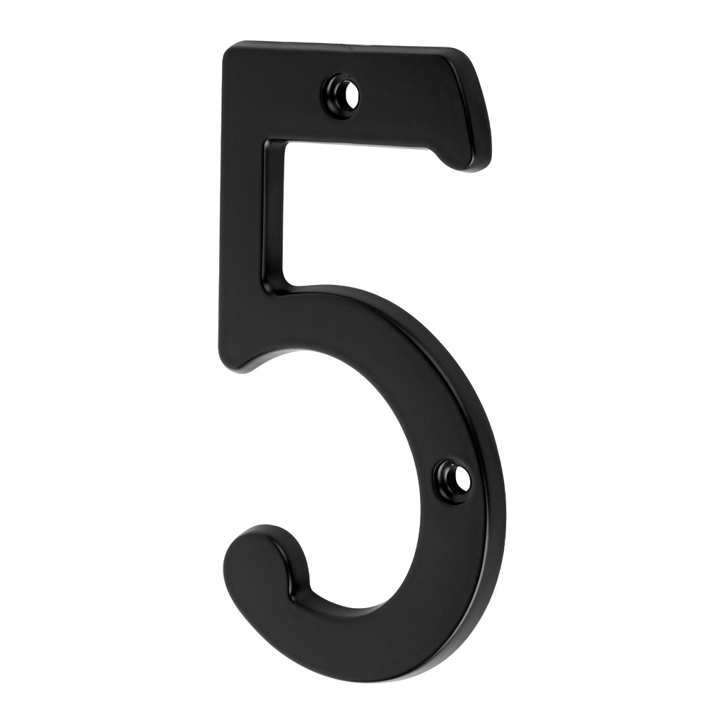 Número 5 de latón sólido 4", negro,  HERMEX