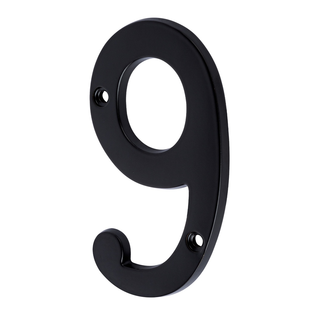 Número 9 de latón sólido 4", negro,  HERMEX