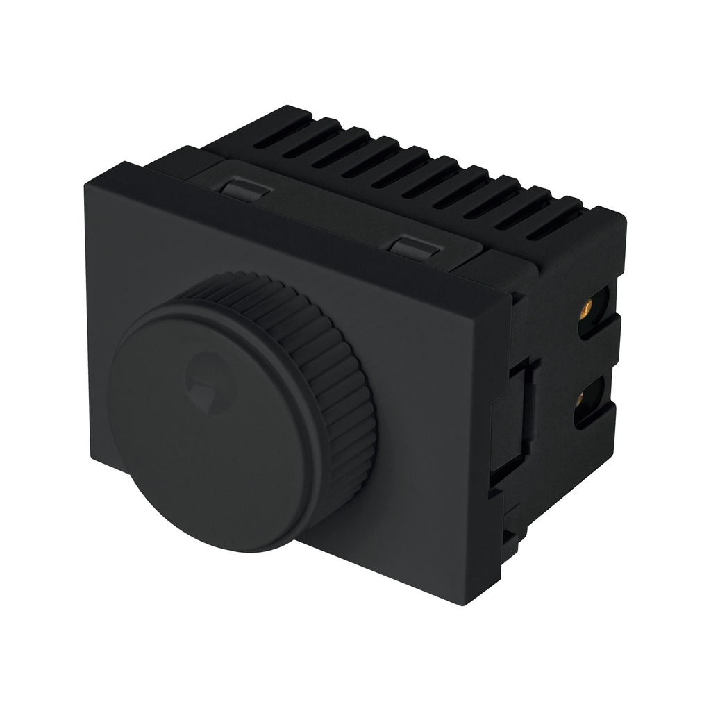 [DIM15-LN] Dimmer giratorio negro de 1.5 módulos, línea Lisboa, VOLTECK