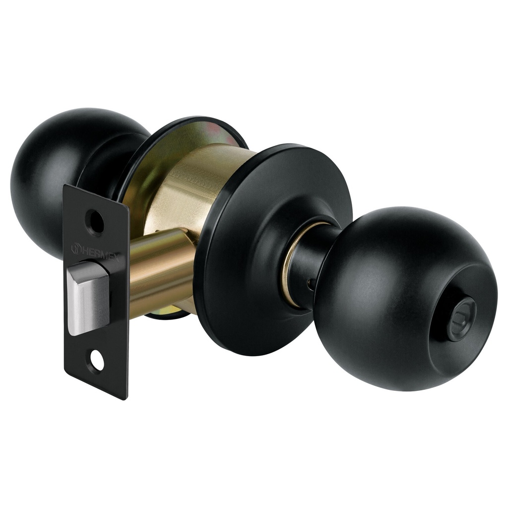 [CEPO-61B] Cerradura pomo, negro, esfera, baño, HERMEX