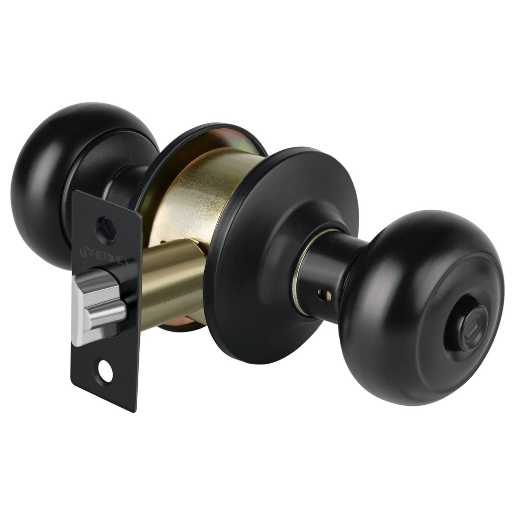 Cerradura pomo, negro, oval, recámara, Hermex