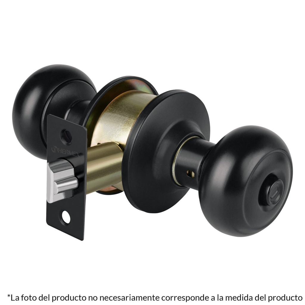 [CEPO-62B] Cerradura pomo, negro, oval, baño, Hermex