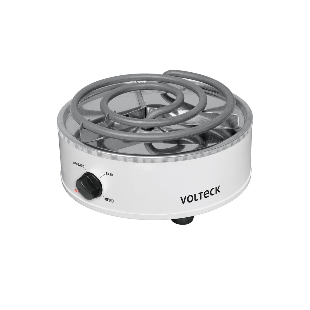 Parrilla eléctrica red. 1 quemador espiral, blanca, VOLTECK