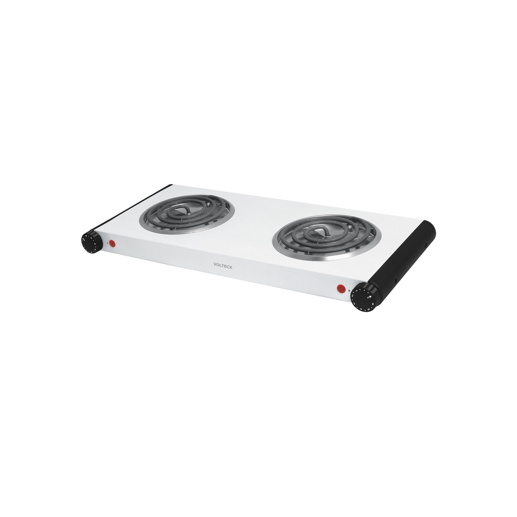 [PAEL-2C] Parrilla eléctrica 2 quemadores en espiral, blanca, VOLTECK