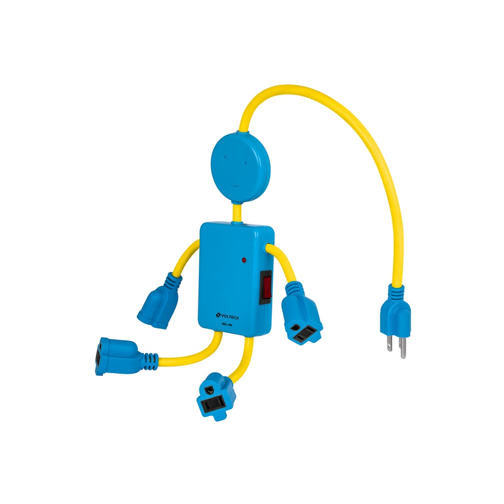 [MUL-4NI] Multicontacto 16 AWG figura de niño con 4 entradas, VOLTECK