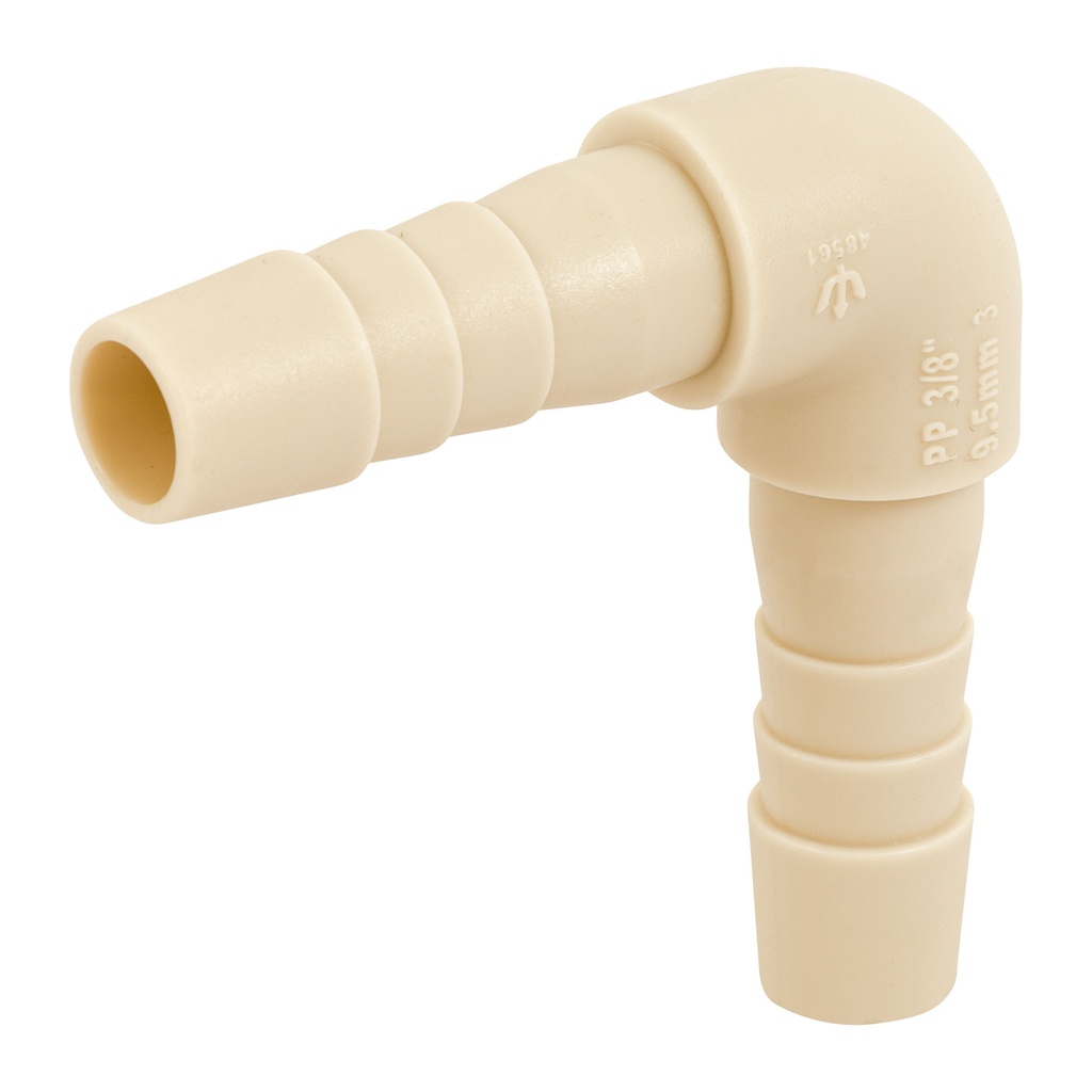 Codo 90° inserción de 3/8" de polipropileno, Foset