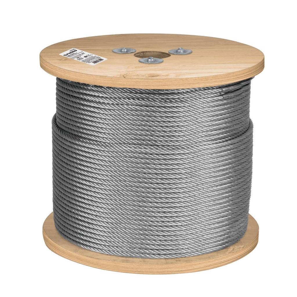[CAB-1/4R3] Metro de cable rígido 1/4" de acero 7x7 hilos, 300 m, Fiero