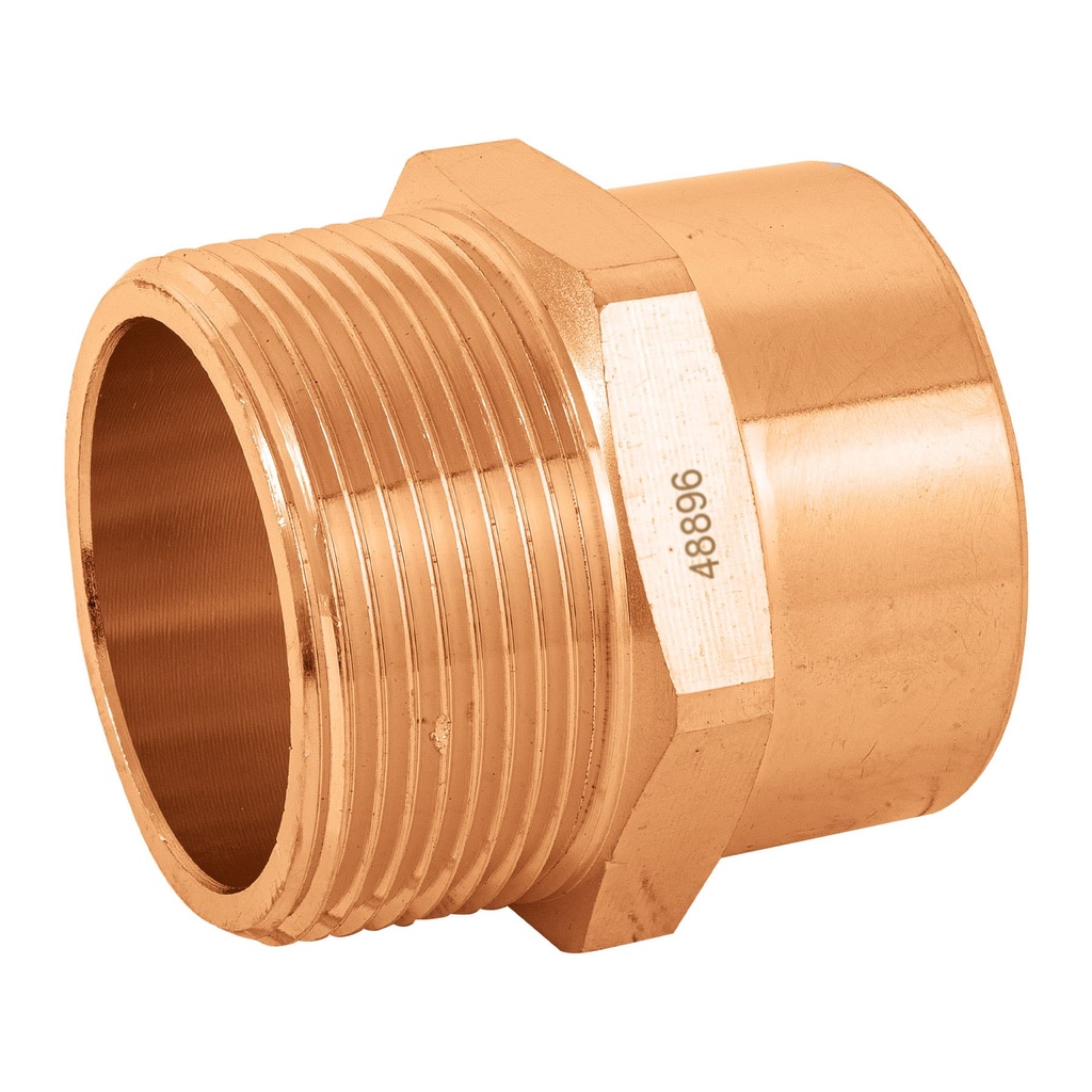 Conector de cobre, rosca exterior 1-1/2", Foset