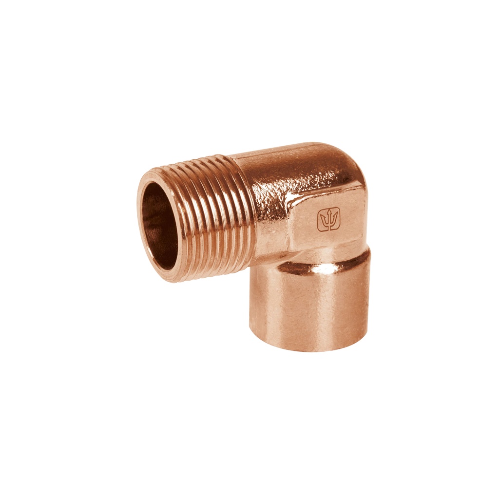 Codo 90° de cobre, rosca exterior 1/2", Foset