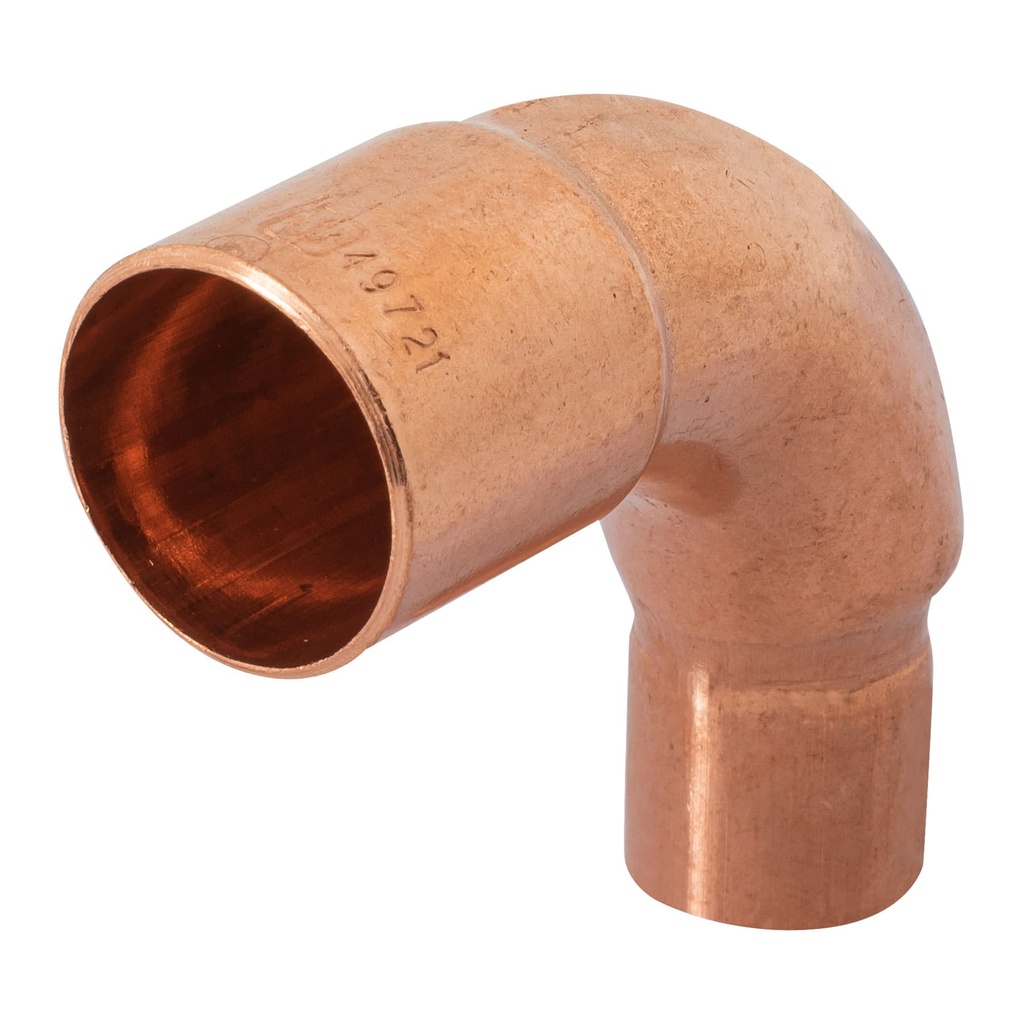 Codo 90° reducción de cobre de 3/4" x 1/2", Foset