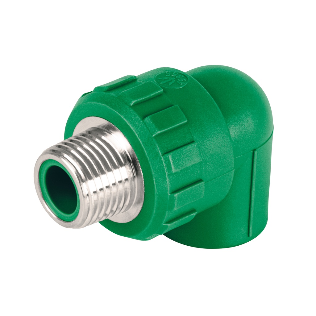 [CV-511] Codo 90° PPR,  1/2', rosca macho con inserto metálico, FOSET