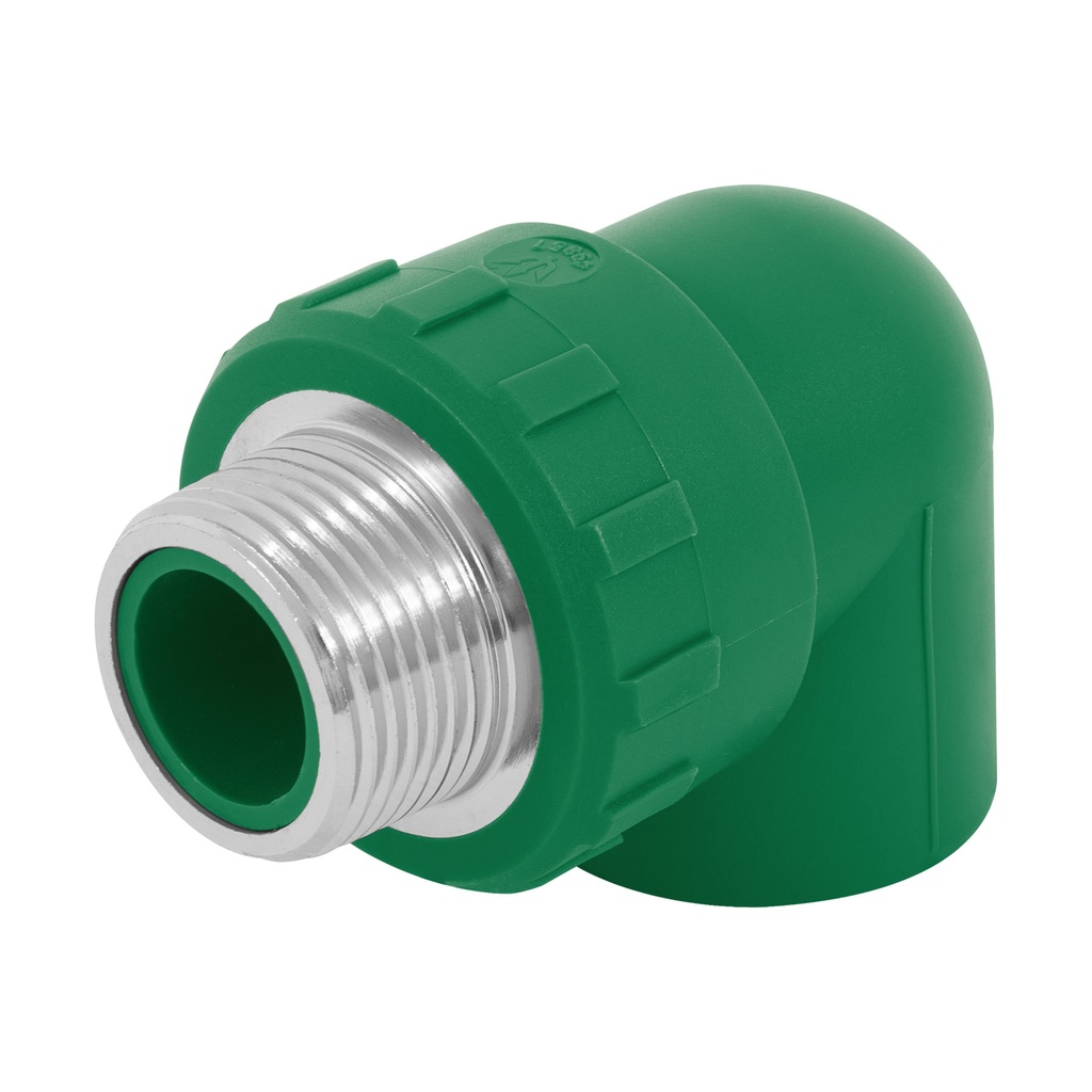 Codo 90° PPR,  1", rosca macho con inserto metálico, Foset