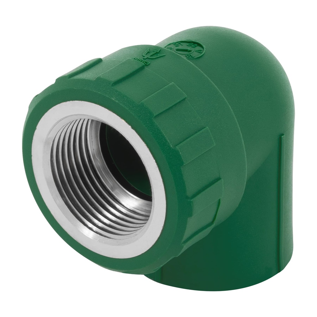 [CV-503] Codo 90° PPR,  1', rosca hembra con inserto metálico, FOSET