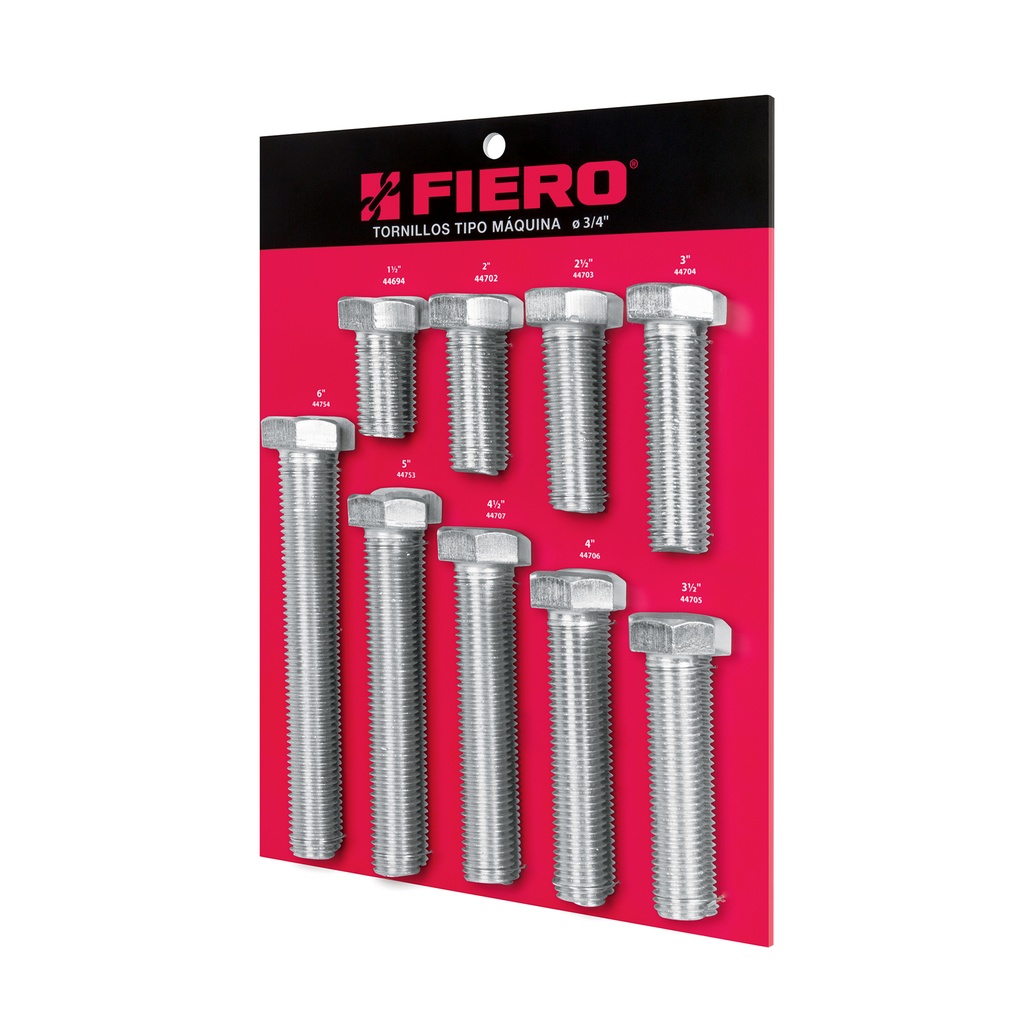 [EXF-TORM-3/4] Exhibidor FIERO con tornillos tipo máquina, 3/4'