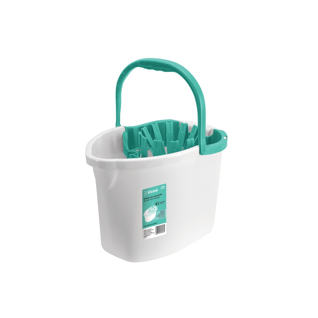 [CUBE-8E] Cubeta plástica con exprimidor, 8L KLINTEK