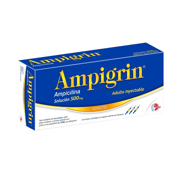 [ME-AMPIG] AMPIGRIN ADTO Sol. Iny 500mg / 500mg / 100mg / 4mg C/3 (AMPICILINA, CLORHIDRATO DE LIDOCAINA, GUAIFENESINA, MALEATO DE CLORFENAMINA, METAMIZOL SODICO)