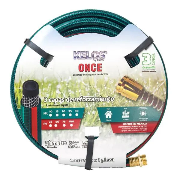 [KOVR.25 / 16033] Manguera jardin 3 capas tramada armada 013mm 1/2" 25 mts conexion/metalica Boro