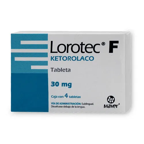 Lorotec f tabletas sublinguales 30 mg caja con 4 piezas (ketorolaco trometamina)