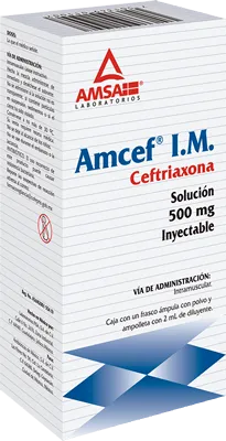 Amcef IM Ceftriaxona 1 g Solución Inyectable Intramuscular