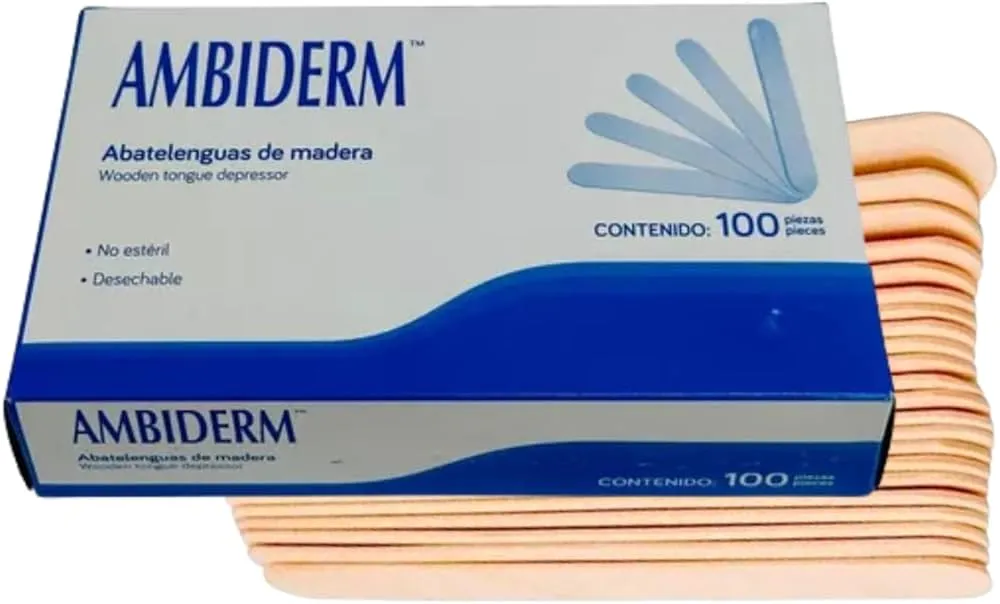 Abatelenguas de Madera No Estéril Ambiderm Caja con 100 Piezas