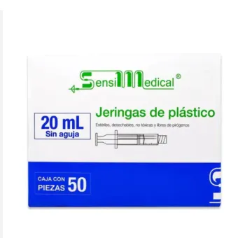 Jeringa Desechable SM 20 mL Sin Aguja Caja con 50 Piezas